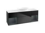 Villeroy und Boch Finion Waschtischunterschrank FD01HGPD 120cm, Abdeckplatte white matt, Regale Midnight matt lacquer, Black matt lacquer