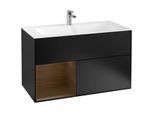 Villeroy und Boch Finion Waschtischunterschrank G030GNPD 99,6x59,1cm, Wandbeleuchtung, Regal links Walnut veneer, Black matt lacquer