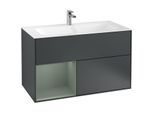 Villeroy und Boch Finion Waschtischunterschrank G030GMHG 99,6x59,1cm, Wandbeleuchtung, Regal links Olive Matt Lacquer, Midnight Blue Matt Lacquer