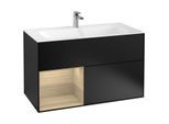 Villeroy und Boch Finion Waschtischunterschrank G030PCPD 99,6x59,1cm, Wandbeleuchtung, Regal links Oak Veneer, Black matt lacquer