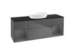 Villeroy und Boch Finion Waschtischunterschrank GD02GKGK 120cm, Abdeckplatte black matt, Emotion, Regale Anthracite matt lacquer, Anthracite matt