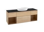 Villeroy und Boch Finion Waschtischunterschrank GD02GNPC 120cm, Abdeckplatte black matt, Emotion, Regale Walnut Veneer, Oak Veneer