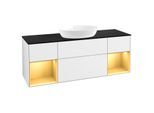 Villeroy und Boch Finion Waschtischunterschrank GD02HFGF 120cm, Abdeckplatte black matt, Emotion, Regale Gold matt lacquer, Glossy white lacquer