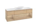 Villeroy und Boch Finion Waschtischunterschrank GD01PCPC 120cm, Abdeckplatte white matt, Emotion, Regale Oak Veneer, Oak Veneer