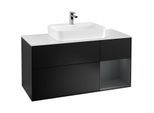 Villeroy und Boch Finion Waschtischunterschrank F421HGPD 120cm, Abdeckplatte white matt, Regal rechts Midnight Blue Matt Lacquer, Black matt lacquer