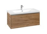 Villeroy und Boch Subway 3.0 Waschtisch-Unterschrank C569L0RH 97,3x42,9x47,8cm, mit LED/Griff Aluminium glänzend, kansas oak