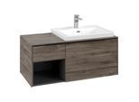 Villeroy und Boch Subway 3.0 Waschtisch-Unterschrank C571L1RK 100,1x42,25x51,6cm, mit LED/Griff Volcano black, stone oak