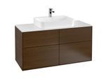 Villeroy und Boch Finion Waschtischunterschrank G38100GN 120x60,3cm, Emotion, Abdeckplatte white matt, Walnut veneer