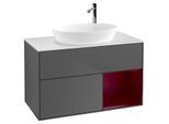 Villeroy und Boch Finion Waschtischunterschrank G901HBGK 100cm, Abdeckplatte white matt, Emotion, Regale Peony matt lacquer, Anthracite matt