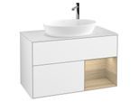 Villeroy und Boch Finion Waschtischunterschrank G901PCGF 100cm, Abdeckplatte white matt, Emotion, Regale Oak Veneer, Glossy white lacquer