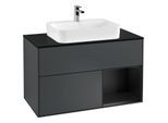 Villeroy und Boch Finion Waschtischunterschrank G372PDHG 100cm, Abdeckplatte black matt, Emotion, Regal rechts Black matt lacquer, Midnight Blue Matt Lacquer