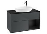 Villeroy und Boch Finion Waschtischunterschrank F902PDHG 100cm, Abdeckplatte black matt, Regale Black matt lacquer, Midnight Blue Matt Lacquer