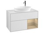 Villeroy und Boch Finion Waschtischunterschrank F901PCMT 100cm, Abdeckplatte white matt, Regale Oak Veneer, White matt lacquer
