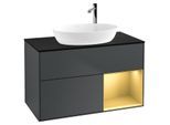 Villeroy und Boch Finion Waschtischunterschrank G902HFHG 100cm, Abdeckplatte black matt, Emotion, Regale Gold matt lacquer, Midnight Blue Matt Lacquer