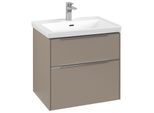 Villeroy und Boch Subway 3.0 Waschtisch-Unterschrank C576L0VM 62,2x57,6x47,8cm, mit LED/Griff Aluminium glänzend, taupe