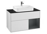 Villeroy und Boch Finion Waschtischunterschrank F372HGMT 100cm, Abdeckplatte black matt, Regal rechts Midnight Blue Matt Lacquer, White matt lacquer