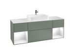 Villeroy und Boch Finion Waschtischunterschrank G451GFGM 160cm, Abdeckplatte white matt, Emotion, Regale Glossy white lacquer, Olive Matt Lacquer