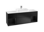 Villeroy und Boch Finion Waschtischunterschrank G451PDPD 160cm, Abdeckplatte white matt, Emotion, Regale Black matt lacquer, Black matt lacquer