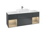 Villeroy und Boch Finion Waschtischunterschrank G451PCHG 160cm, Abdeckplatte white matt, Emotion, Regale Oak Veneer, Midnight Blue Matt Lacquer