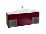 Villeroy und Boch Finion Waschtischunterschrank F451GKHB 160x60,3cm, Abdeckplatte white matt, Regale Anthracite matt lacquer, Peony Matt