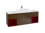 Villeroy und Boch Finion Waschtischunterschrank F451HBGN 160x60,3cm, Abdeckplatte white matt, Regale Peony matt lacquer, Walnut veneer