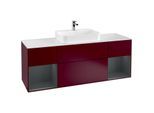 Villeroy und Boch Finion Waschtischunterschrank F451HGHB 160x60,3cm, Abdeckplatte white matt, Regale Midnight matt lacquer, Peony Matt