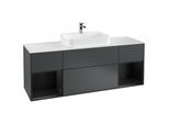Villeroy und Boch Finion Waschtischunterschrank F451PDHG 160x60,3cm, Abdeckplatte white matt, Regale Black matt lacquer, Midnight Blue Matt Lacquer