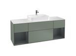 Villeroy und Boch Finion Waschtischunterschrank F451HGGM 160x60,3cm, Abdeckplatte white matt, Regale Midnight matt lacquer, Olive Matt Lacquer