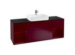 Villeroy und Boch Finion Waschtischunterschrank F452HBHB 160x60,3cm, Abdeckplatte black matt, Regale Peony matt lacquer, Peony Matt