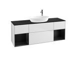 Villeroy und Boch Finion Waschtischunterschrank F982PDMT 160cm, Abdeckplatte black matt, Regale Black matt lacquer, White matt lacquer