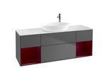 Villeroy und Boch Finion Waschtischunterschrank F981HBGK 160cm, Abdeckplatte white matt, Regale Peony matt lacquer, Anthracite matt