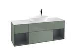 Villeroy und Boch Finion Waschtischunterschrank F981HGGM 160cm, Abdeckplatte white matt, Regale Midnight matt lacquer, Olive Matt Lacquer