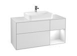 Villeroy und Boch Finion Waschtischunterschrank G421GFMT 120cm, Abdeckplatte white matt, Emotion, Regal rechts Glossy white, White matt lacquer
