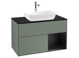 Villeroy und Boch Finion Waschtischunterschrank G782PDGM 100cm, Abdeckplatte black matt, Emotion, Regale Black matt lacquer, Olive Matt Lacquer
