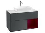 Villeroy und Boch Finion Waschtischunterschrank G781HBHG 100cm, Abdeckplatte white matt, Emotion, Regale Peony matt lacquer, Midnight Blue Matt Lacquer