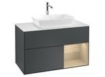 Villeroy und Boch Finion Waschtischunterschrank G781PCHG 100cm, Abdeckplatte white matt, Emotion, Regale Oak Veneer, Midnight Blue Matt Lacquer