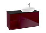 Villeroy und Boch Finion Waschtischunterschrank F922HBHB 120cm, Abdeckplatte black matt, Regale Peony matt lacquer, Peony Matt