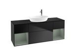 Villeroy und Boch Finion Waschtischunterschrank G982GMPD 160cm, Abdeckplatte black matt, Emotion, Regale Olive matt lacquer, Black matt lacquer