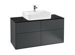 Villeroy und Boch Finion Waschtischunterschrank F13200HG 120x60,3cm, Abdeckplatte black matt, Midnight Blue Matt Lacquer