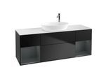 Villeroy und Boch Finion Waschtischunterschrank G981HGPD 160cm, Abdeckplatte white matt, Emotion, Regale Midnight matt lacquer, Black matt lacquer