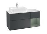 Villeroy und Boch Finion Waschtischunterschrank G151GMHG 120cm, Abdeckplatte white matt, Emotion, Regal links Olive Matt Lacquer, Midnight Blue Matt Lacquer