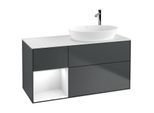 Villeroy und Boch Finion Waschtischunterschrank G921GFHG 120cm, Abdeckplatte white matt, Emotion, Regale Glossy white lacquer, Midnight Blue Matt Lacquer