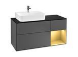 Villeroy und Boch Finion Waschtischunterschrank G152HFGK 120cm, Abdeckplatte black matt, Emotion, Regal links Gold matt, Anthracite matt