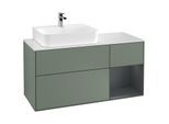 Villeroy und Boch Finion Waschtischunterschrank F151HGGM 120cm, Abdeckplatte white matt, Regal rechts Midnight Blue Matt Lacquer, Olive Matt Lacquer
