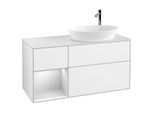 Villeroy und Boch Finion Waschtischunterschrank G921MTGF 120cm, Abdeckplatte white matt, Emotion, Regale White matt lacquer, Glossy white lacquer