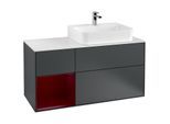Villeroy und Boch Finion Waschtischunterschrank G141HBHG 120cm, Abdeckplatte white matt, Emotion, Regal links Peony, Midnight Blue Matt Lacquer