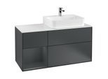 Villeroy und Boch Finion Waschtischunterschrank G141HGHG 120cm, Abdeckplatte white matt, Emotion, Regal links Midnight Blue Matt Lacquer, Midnight Blue Matt Lacquer