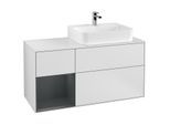 Villeroy und Boch Finion Waschtischunterschrank G141HGMT 120cm, Abdeckplatte white matt, Emotion, Regal links Midnight Blue Matt Lacquer, White matt lacquer