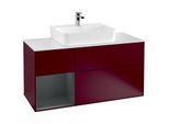 Villeroy und Boch Finion Waschtischunterschrank G161HGHB 120cm, Abdeckplatte white matt, Emotion, Regal links Midnight Blue Matt Lacquer, Peony Matt