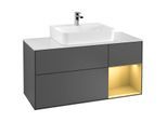 Villeroy und Boch Finion Waschtischunterschrank F171HFGK 120cm, Abdeckplatte white matt, Regal rechts Gold matt, Anthracite matt